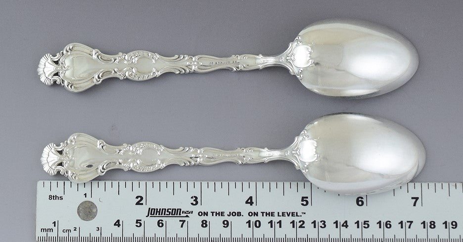 Great Pair Durgin Sterling Silver Regent Place / Dessert Oval Soup Spoons S Mono