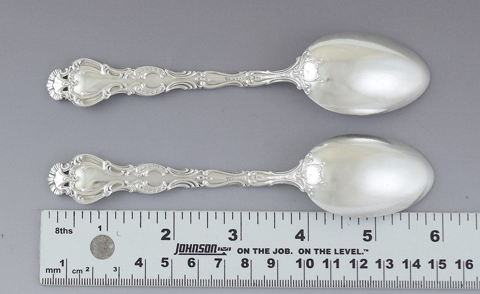 Great Pair Durgin Sterling Silver Regent Teaspoons Heavy Weight S Mono