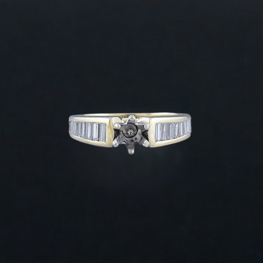 Superb 14k Gold & .50ct Diamond Semi Mount Ring Setting for ~6mm Stone Size 6.75