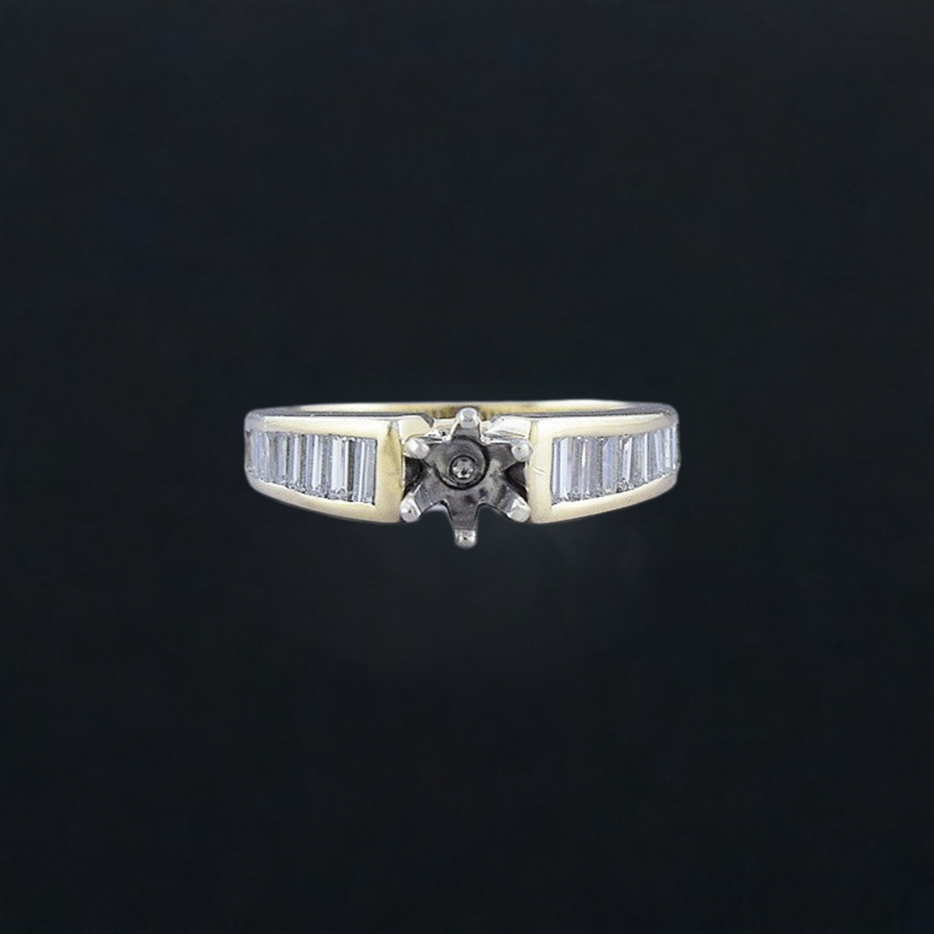 Superb 14k Gold & .50ct Diamond Semi Mount Ring Setting for ~6mm Stone Size 6.75