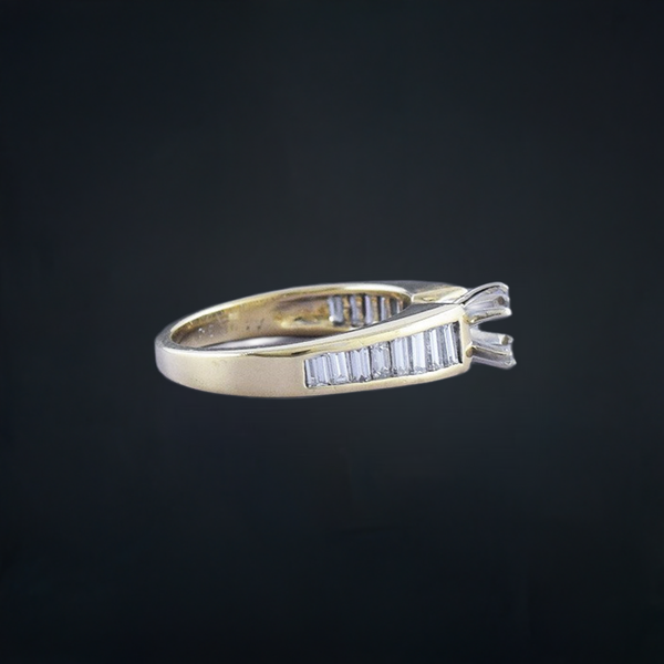 Superb 14k Gold & .50ct Diamond Semi Mount Ring Setting for ~6mm Stone Size 6.75