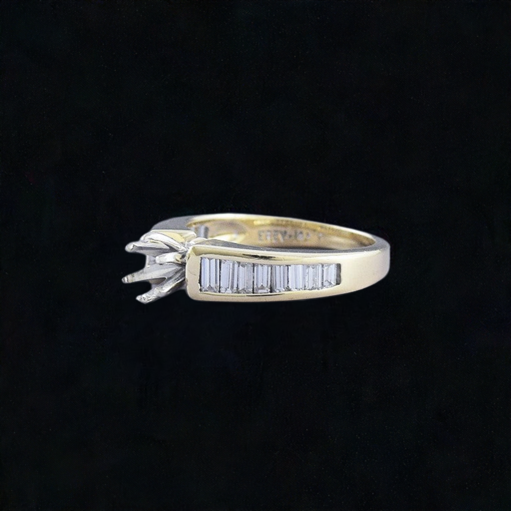 Superb 14k Gold & .50ct Diamond Semi Mount Ring Setting for ~6mm Stone Size 6.75
