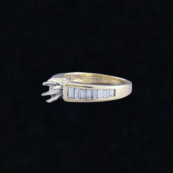 Superb 14k Gold & .50ct Diamond Semi Mount Ring Setting for ~6mm Stone Size 6.75
