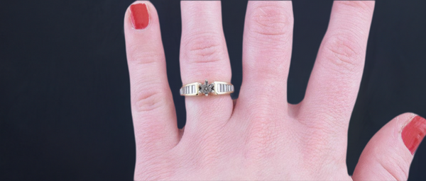 Superb 14k Gold & .50ct Diamond Semi Mount Ring Setting for ~6mm Stone Size 6.75