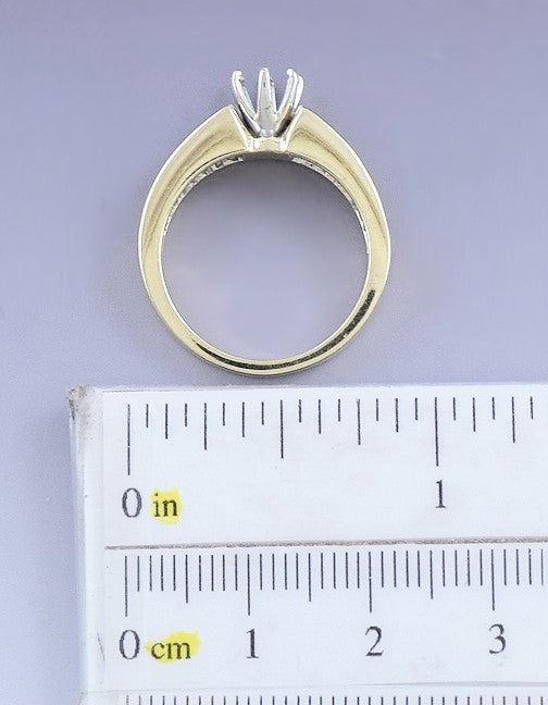 Superb 14k Gold & .50ct Diamond Semi Mount Ring Setting for ~6mm Stone Size 6.75