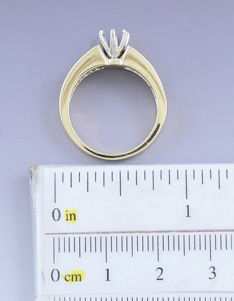 Superb 14k Gold & .50ct Diamond Semi Mount Ring Setting for ~6mm Stone Size 6.75
