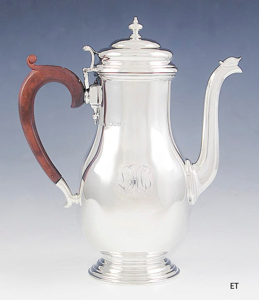 Antique 1924 Crichton English Sterling Silver Coffeepot Teapot 8"