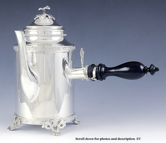 Heavy Rare Antique Swedish 830 Silver Side Handle Coffee Chocolate Tea Pot