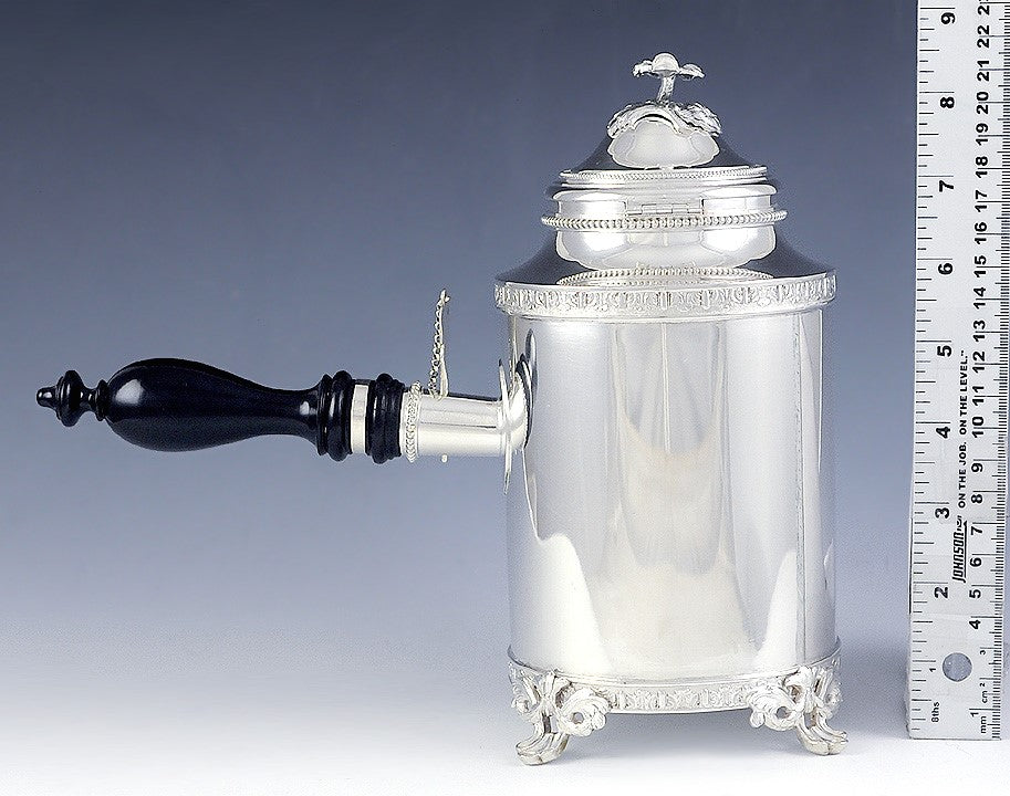 Heavy Rare Antique Swedish 830 Silver Side Handle Coffee Chocolate Tea Pot