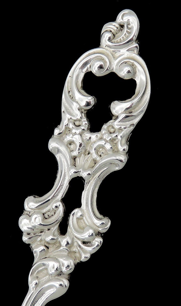 Sweet Sterling Silver American 1950s Pierced Serving Spoon Heart Bowl 8 1/4 in