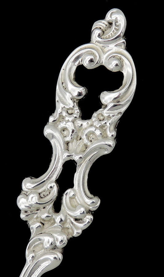 Sweet Sterling Silver American 1950s Pierced Serving Spoon Heart Bowl 8 1/4 in