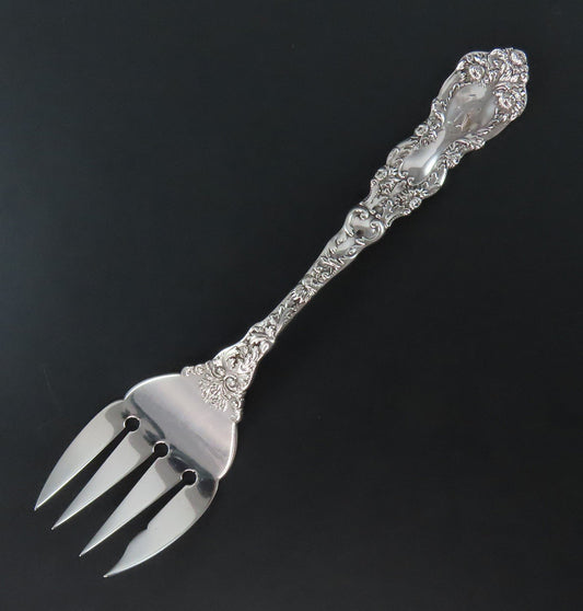 Fancy Gorham Imperial Chrysanthemum Sterling Silver Small Serving Fork 5 5/8"