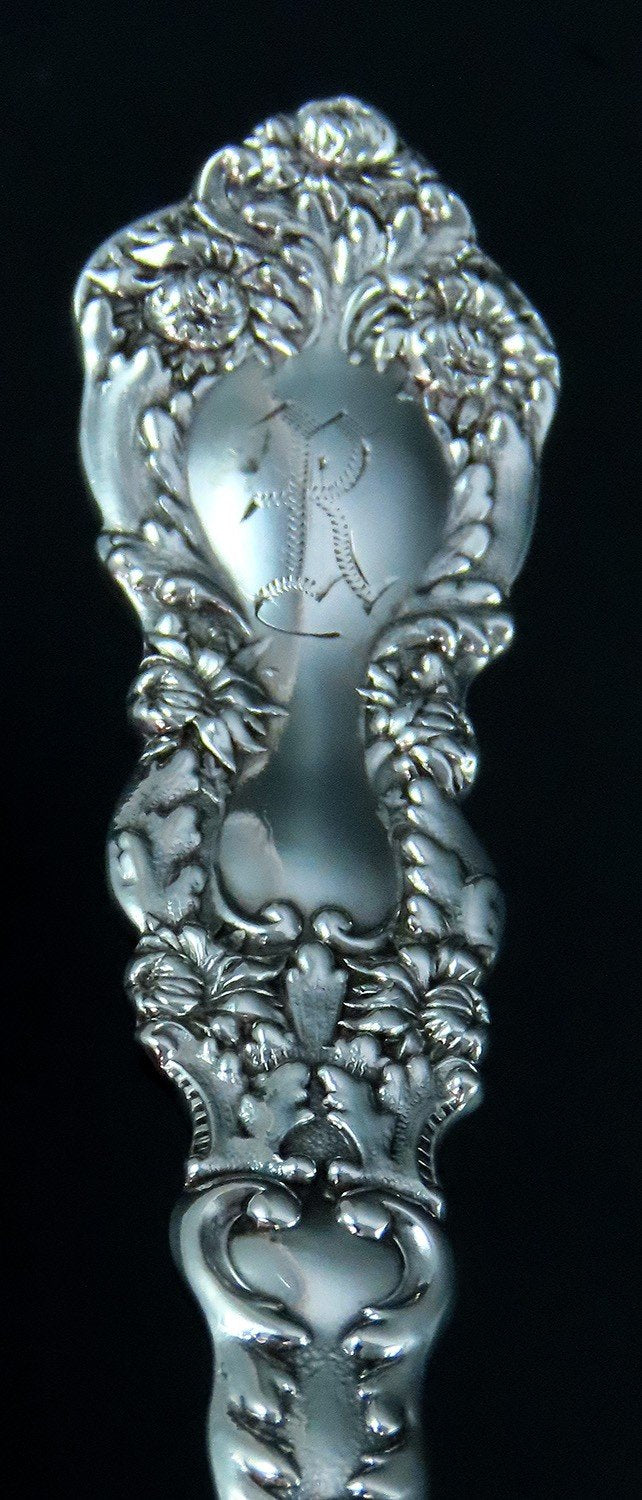 Fancy Gorham Imperial Chrysanthemum Sterling Silver Small Serving Fork 5 5/8"