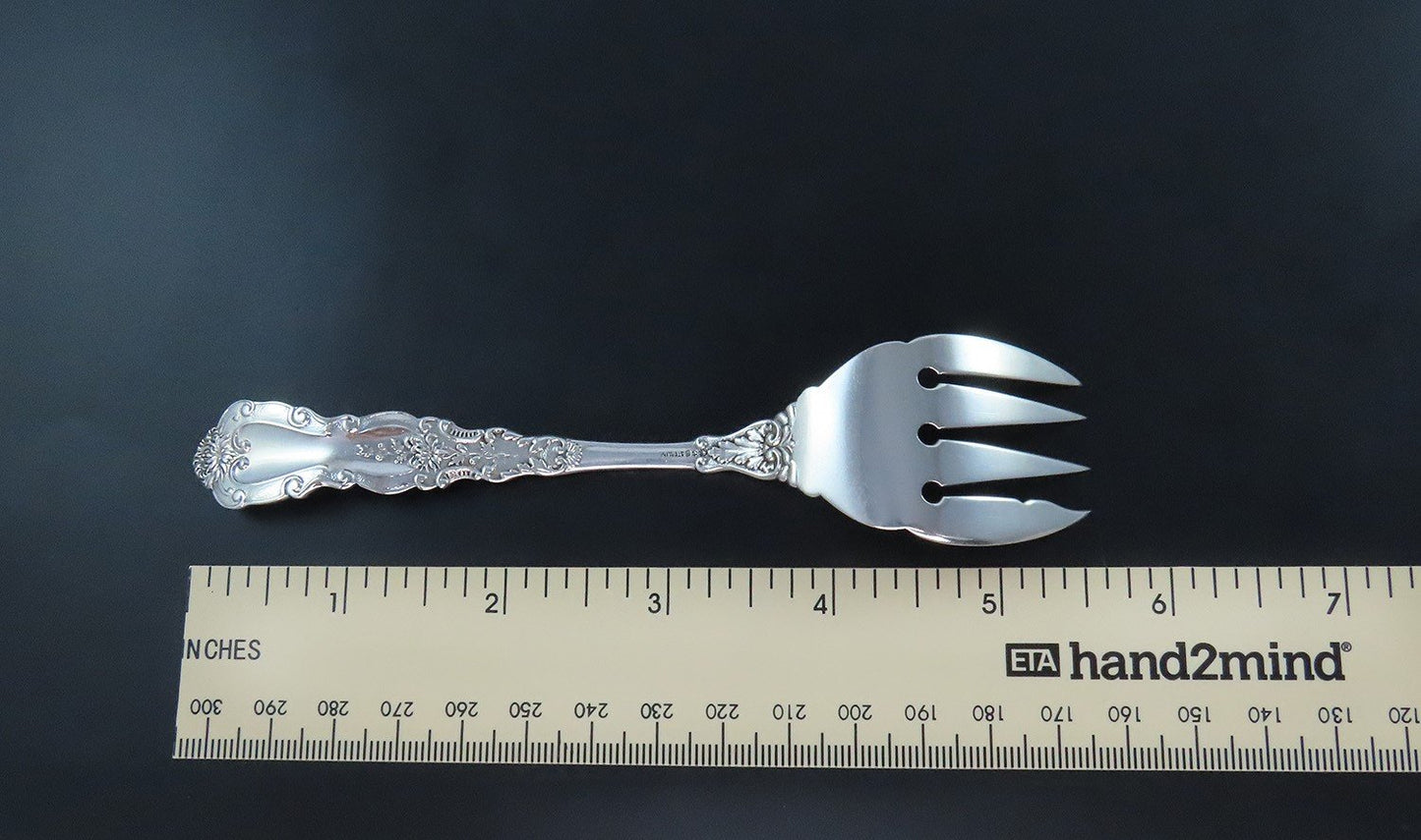 Fancy Gorham Imperial Chrysanthemum Sterling Silver Small Serving Fork 5 5/8"