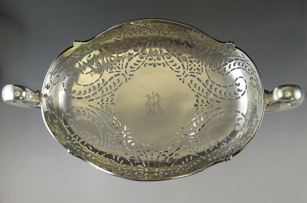 Antique c1900 Art Nouveau Sterling Silver Trophy Style Compote Raised Dish/Bowl
