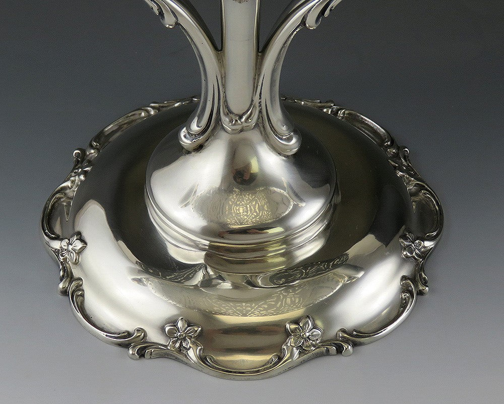 Antique c1900 Art Nouveau Sterling Silver Trophy Style Compote Raised Dish/Bowl