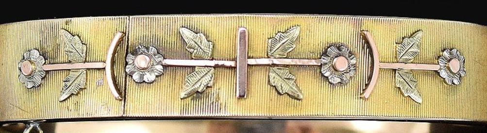 Stunning Antique American Gold Filled Floral Bangle Bracelet