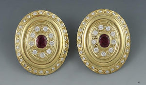 Exquisite High Grade 18k Gold Vs 1ct Diamond Ruby Earrings