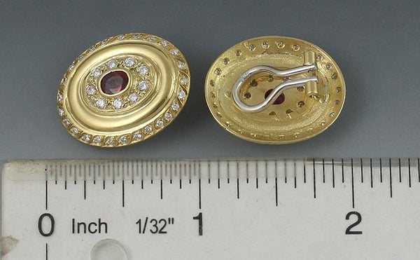 Exquisite High Grade 18k Gold Vs 1ct Diamond Ruby Earrings