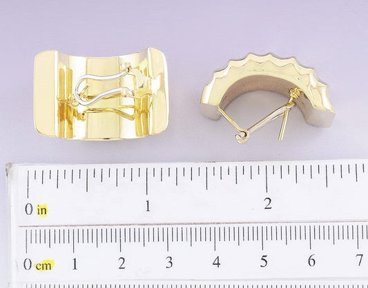 Stylish Pair Italian 18k Yellow Gold Huggie Stud Earrings