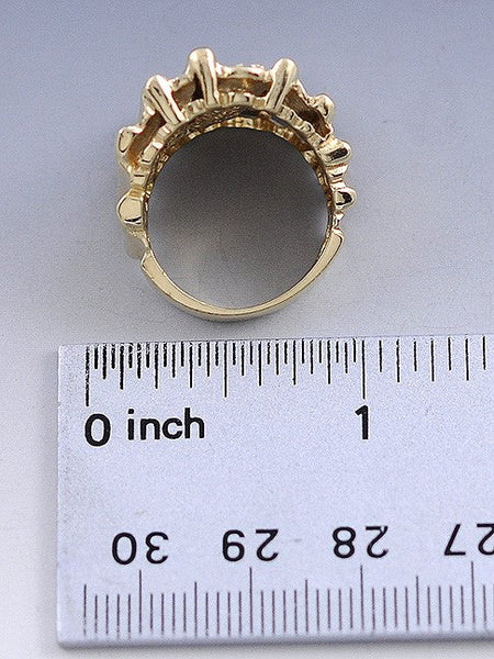 Interesting Modern 14k Yellow Gold & Diamond Ring