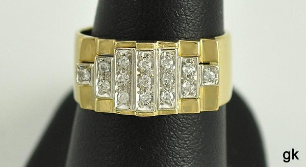 Beautiful Italian 18K Yellow Gold and Genuine Diamond Ring Size 6