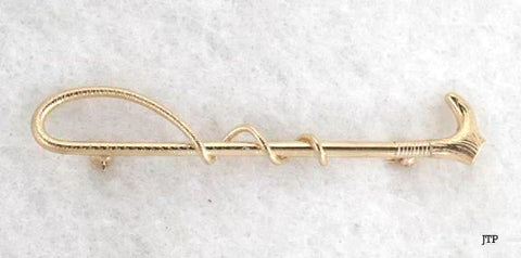 Vintage American 14K Yellow Gold Riding Crop Pin Brooch