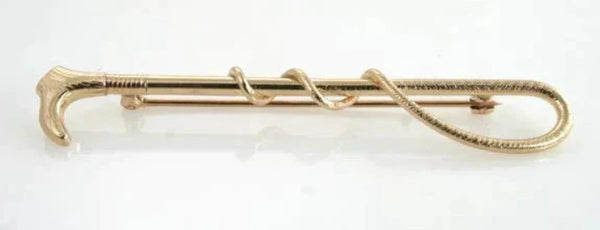 Vintage American 14K Yellow Gold Riding Crop Pin Brooch