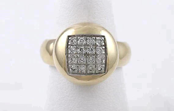 Nice 14K Yellow Gold Ring w/16 Brilliant Diamonds Heavy Setting/Mounting