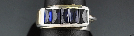 Sterling Silver and 14K Yellow Gold and Genuine Stone Ring Size 8 1/4