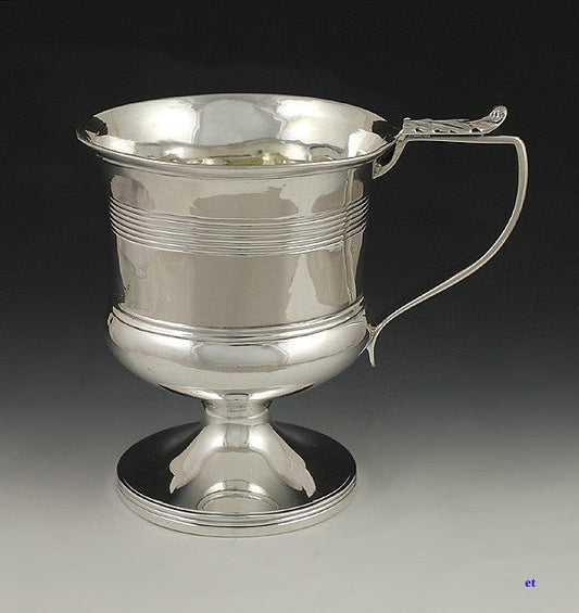 Antique 1819 English Georgian Sterling Silver Pedestal Cup Goblet Mug