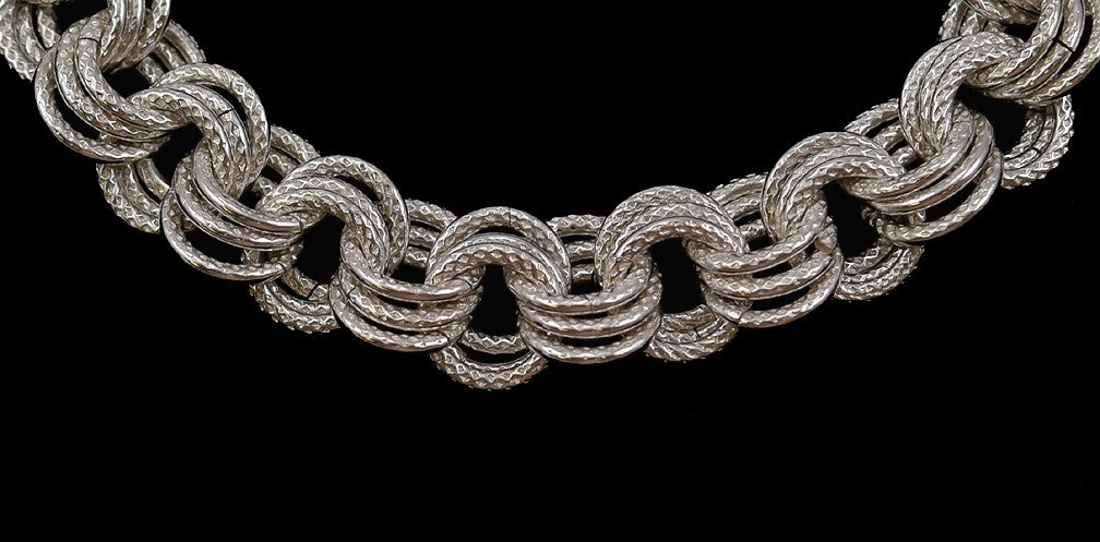 Stunning Vintage Sterling Silver Italian Hand Made Multi Ring Bracelet