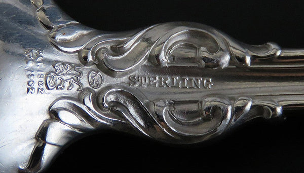 12 Antique Sterling Silver Whiting Lily 1902 Art Nouveau Teaspoons 6" R Mono