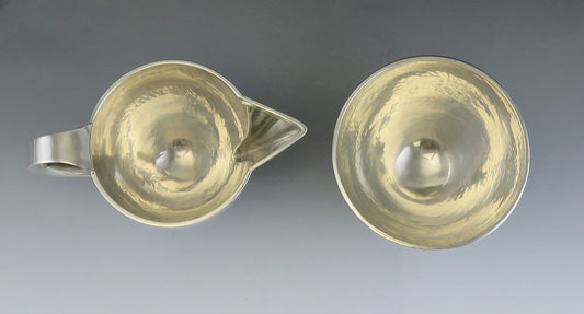 Vintage Sterling Silver Arts & Crafts Mid Century DeMatteo Creamer Sugar Bowl