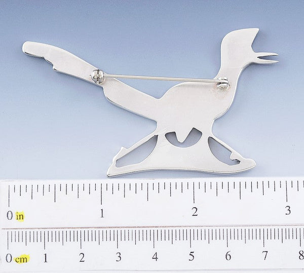 Vintage Old Pawn Sterling Silver Multi Gemstone Inlay Roadrunner Pin/Brooch