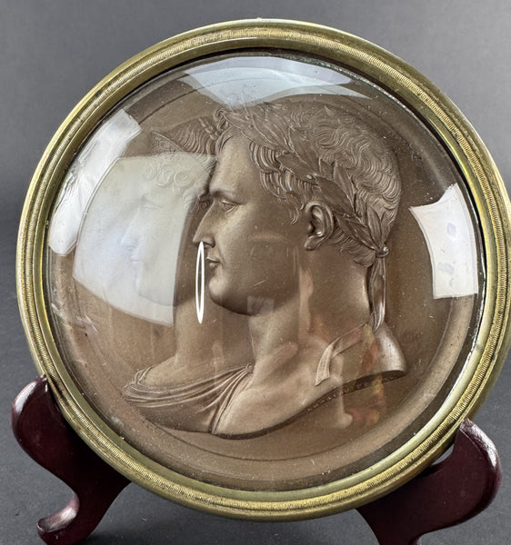 Pair 1800s French Bronze Patinated Lead Napoleon Marie Louise Medals, Andrieu