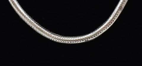 Shining Likely Turkish Silver Woven Look Chain Necklace w/ Hook and Loop Clasp