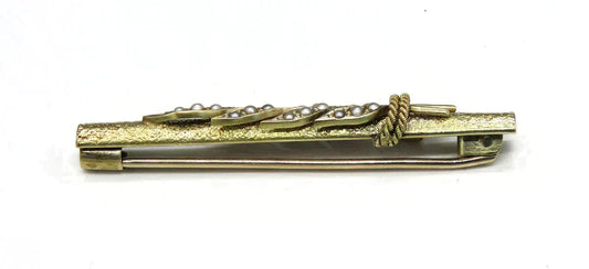Antique Victorian Etruscan Revival 14K Yellow Gold Natural Pearl Leaf Rope Pin