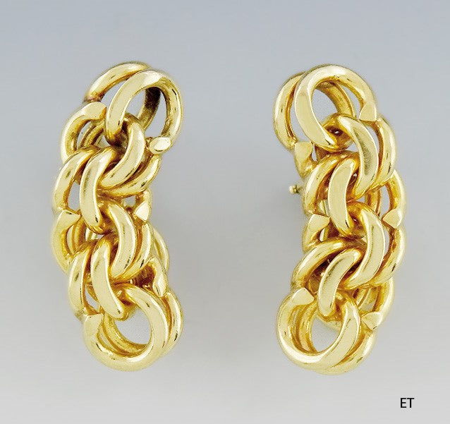 Elegant Pair 14k Gold Chainlink Clipback Earrings