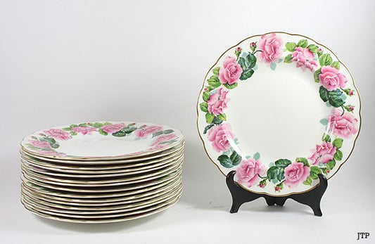 16 George Jones Pink Roses Porcelain Dinner Plates