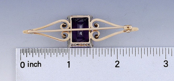 Fantastic 14k Gold Large Natural Amethyst Pin Brooch