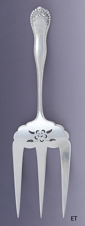 Rare Gorham Sterling Silver Lancaster Rose Toast / Bread Serving Fork