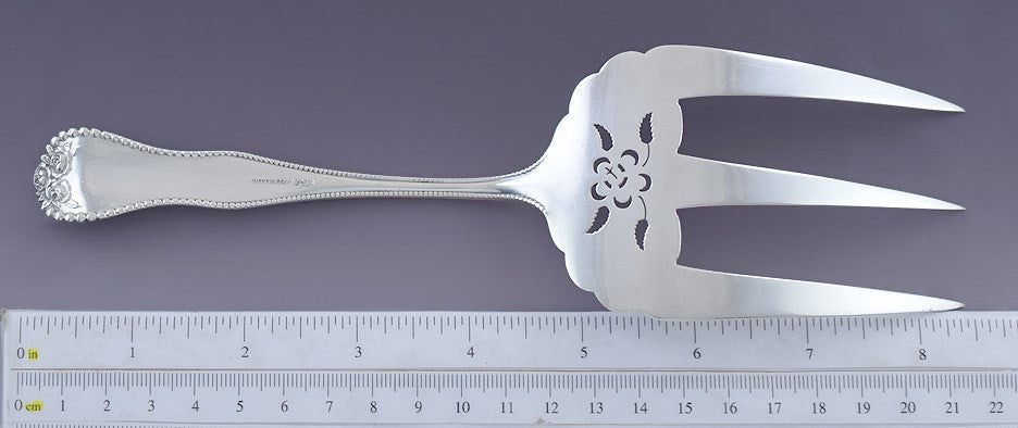 Rare Gorham Sterling Silver Lancaster Rose Toast / Bread Serving Fork