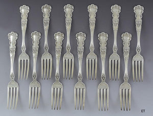 12 Gorham Sterling Silver Buttercup 1908 True Dinner Forks 7 1/2"