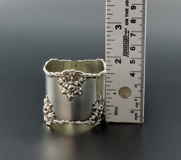 Lovely Antique Gorham Sterling Silver Floral Rose Napkin Ring No Monos