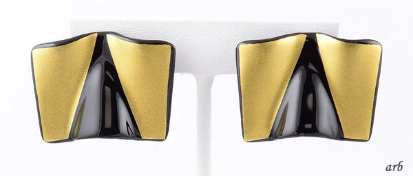 Retro Pair of Rosenthal Germany Studio Line Porcelain Golden Black Earrings