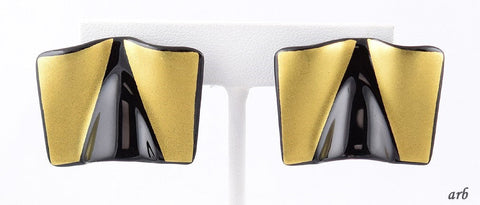 Retro Pair of Rosenthal Germany Studio Line Porcelain Golden Black Earrings