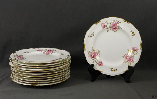 12 Royal Crown Derby Pinxton Roses Dessert Salad Plates