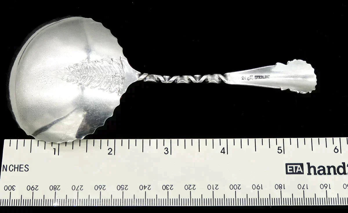 c1890 Art Nouveau Flower Fern Sterling Silver Large Bowl B Mono Serving Piece