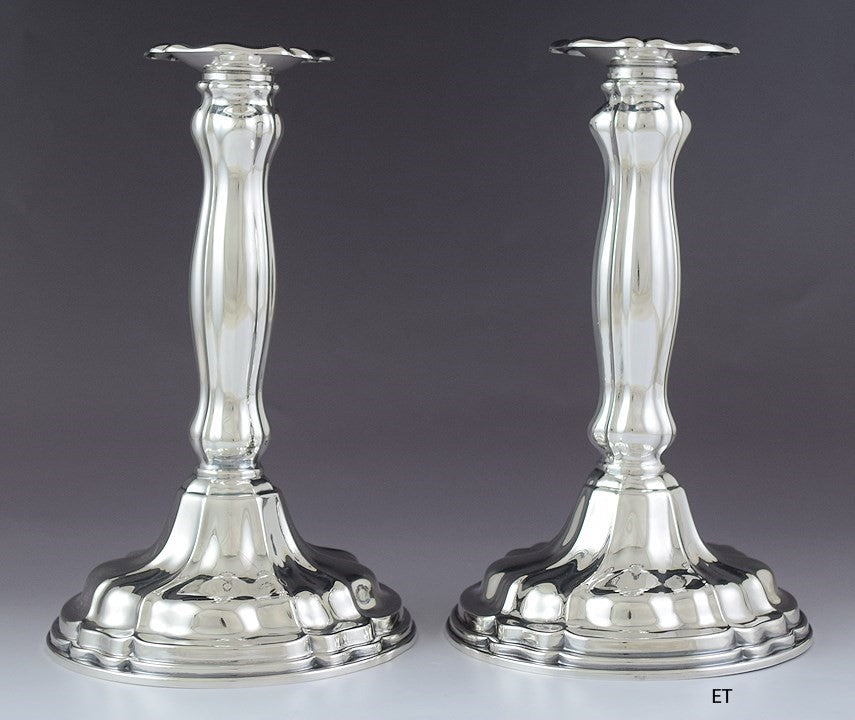 Handsome Vintage Pair American Sterling Silver Candlesticks 9" Not Weighted